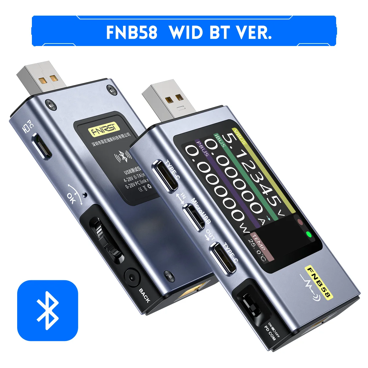 FNIRSI FNB58 USB 테스터 디지털 전압계 전류계 Type-C 고속 충전 감지 트리거 용량 측정 리플 68,500원