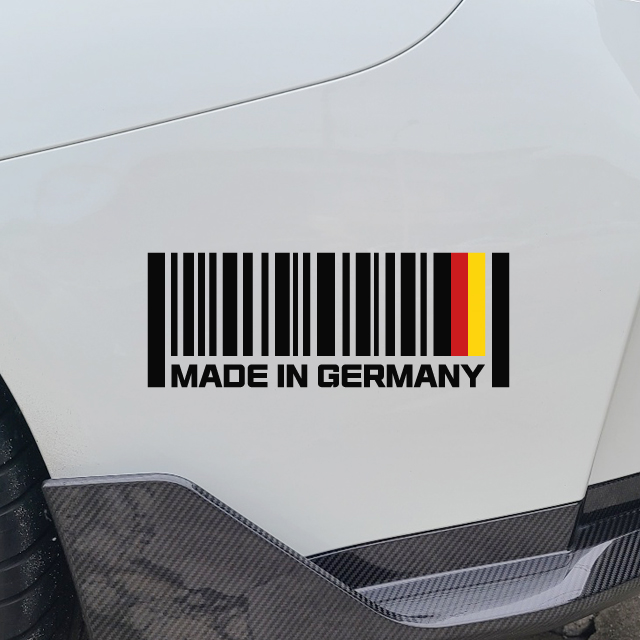 메이드인 바코드 독일국기 스티커 독일차량 튜닝데칼, 1개, 라지x실버 5,000원