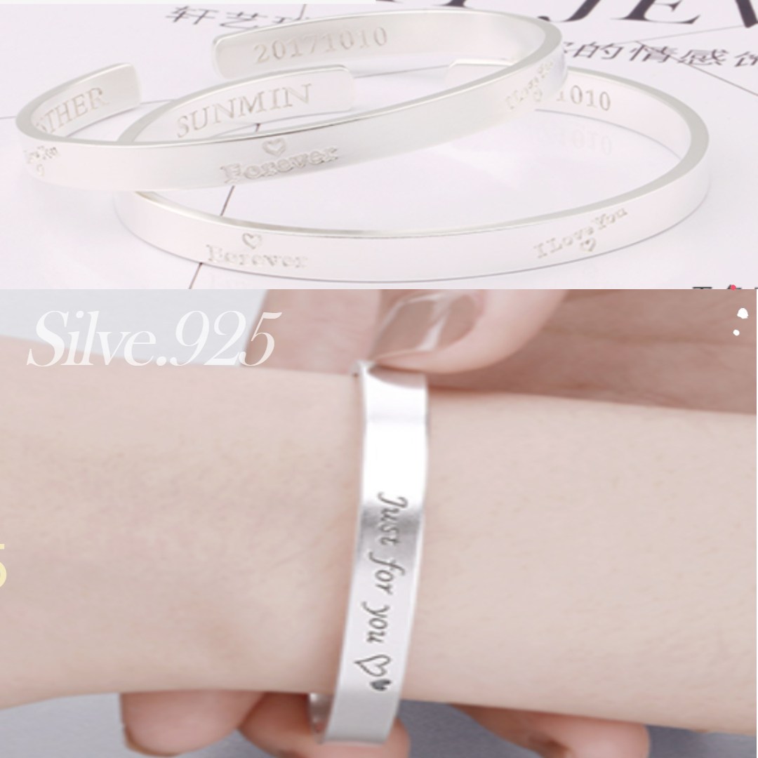 실버 은팔찌 각인 이니셜 여성 남성 오픈 커브 뱅글팔찌 925실버 순은 링 커플 팔찌 180,880원