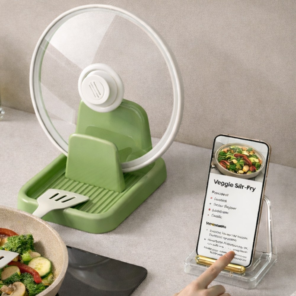 앙플러스 프리미엄  3in1 냄비뚜껑 거치대 조리도구 받침대 정리함 정리대 6,900원