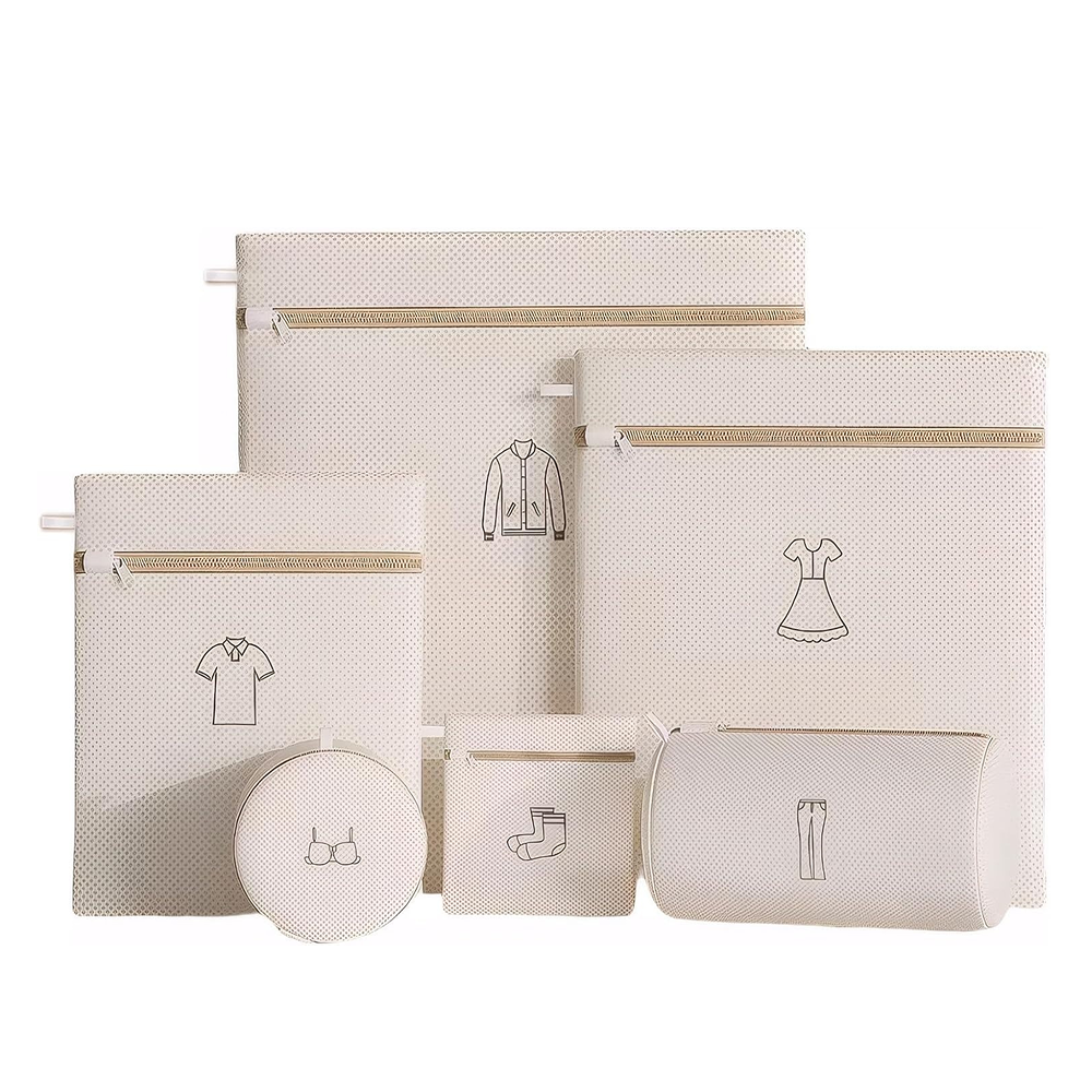 무형광 메쉬 이중 세탁망 6종 세트 의류 변형방지 속옷 전용 세탁기용 빨래망 세트, 1개, 베이지 13,500원