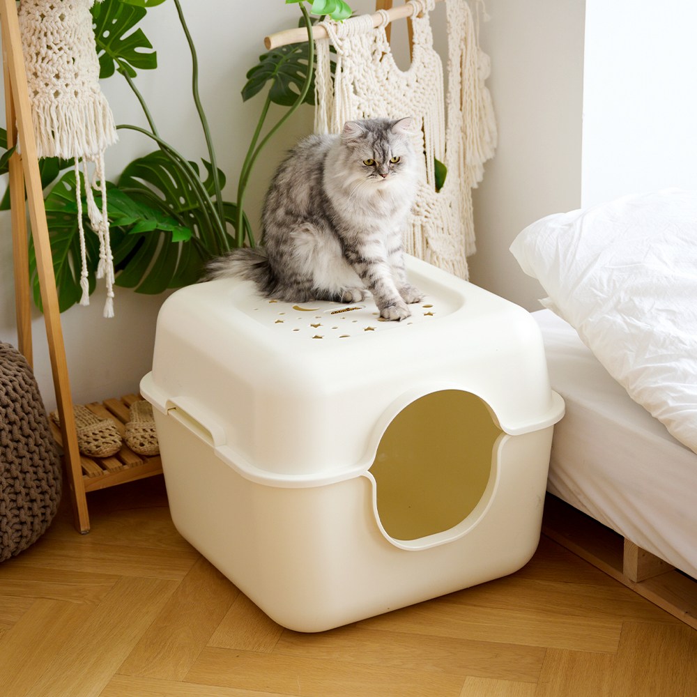 [본사직영/당일출고]강집사 스퀘어 후드 스카이 고양이 화장실(SET), 1개, 아이보리 63,800원