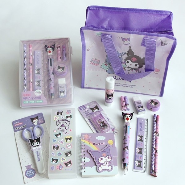 산리오 캐릭터 문구 종합세트 (파우치 포함) / 필기구 색연필 연필 지우개 구성 어린이 생일 입학선물, 1세트, 쿠로미 58,000원