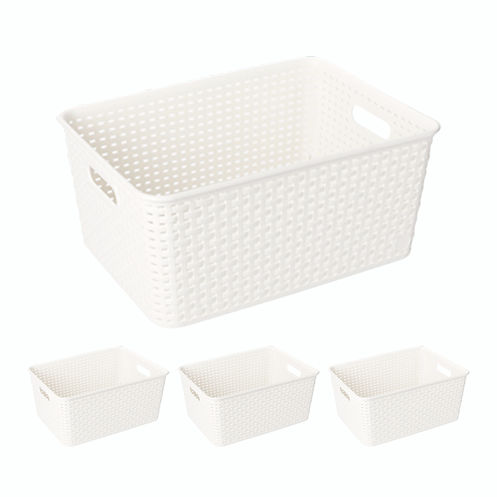 코드86 사각 수납 플라스틱 펜트리 바구니, 화이트, 4개 13,800원