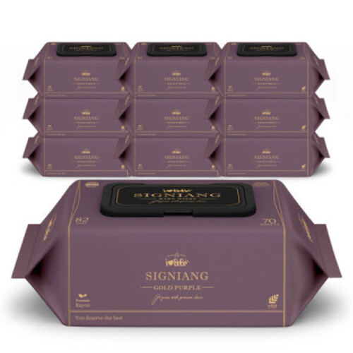 82g고평량 시그니앙 골드퍼플 10팩 캡형 엠보 70매 아기물티슈 29,210원