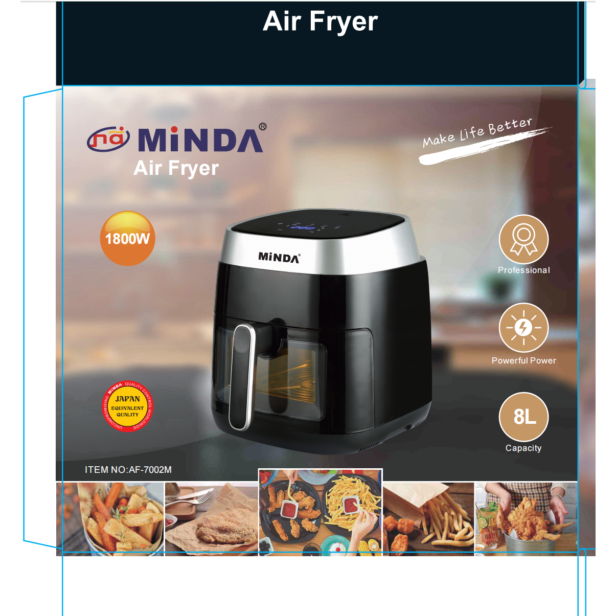 저소음 에어프라이어 8L 시각화 대용량, 블랙, AF-7001M 57,800원