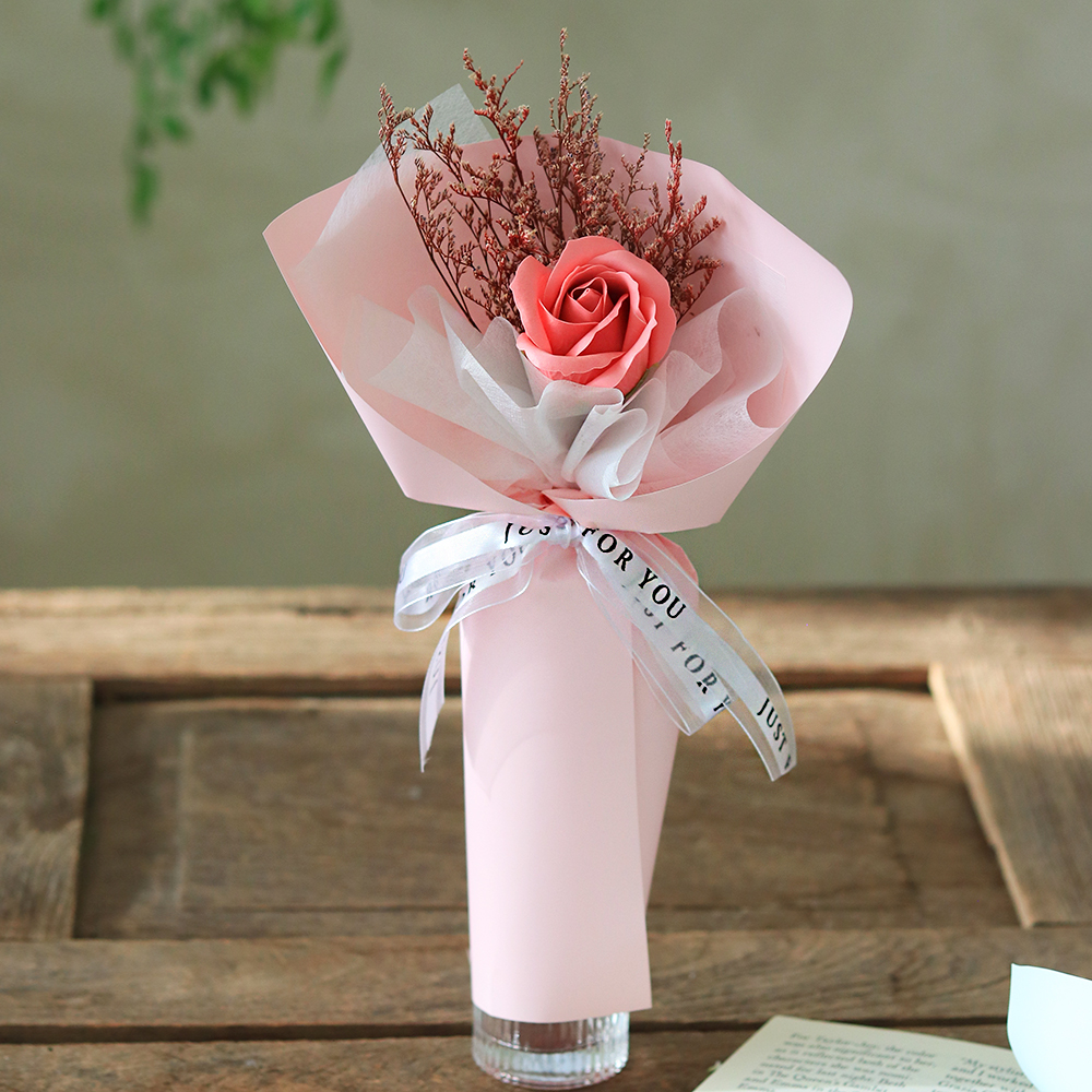 센트바스켓 시들지않는 생화 프리저브드 미스티블루 비누꽃 한송이 꽃다발 5,900원