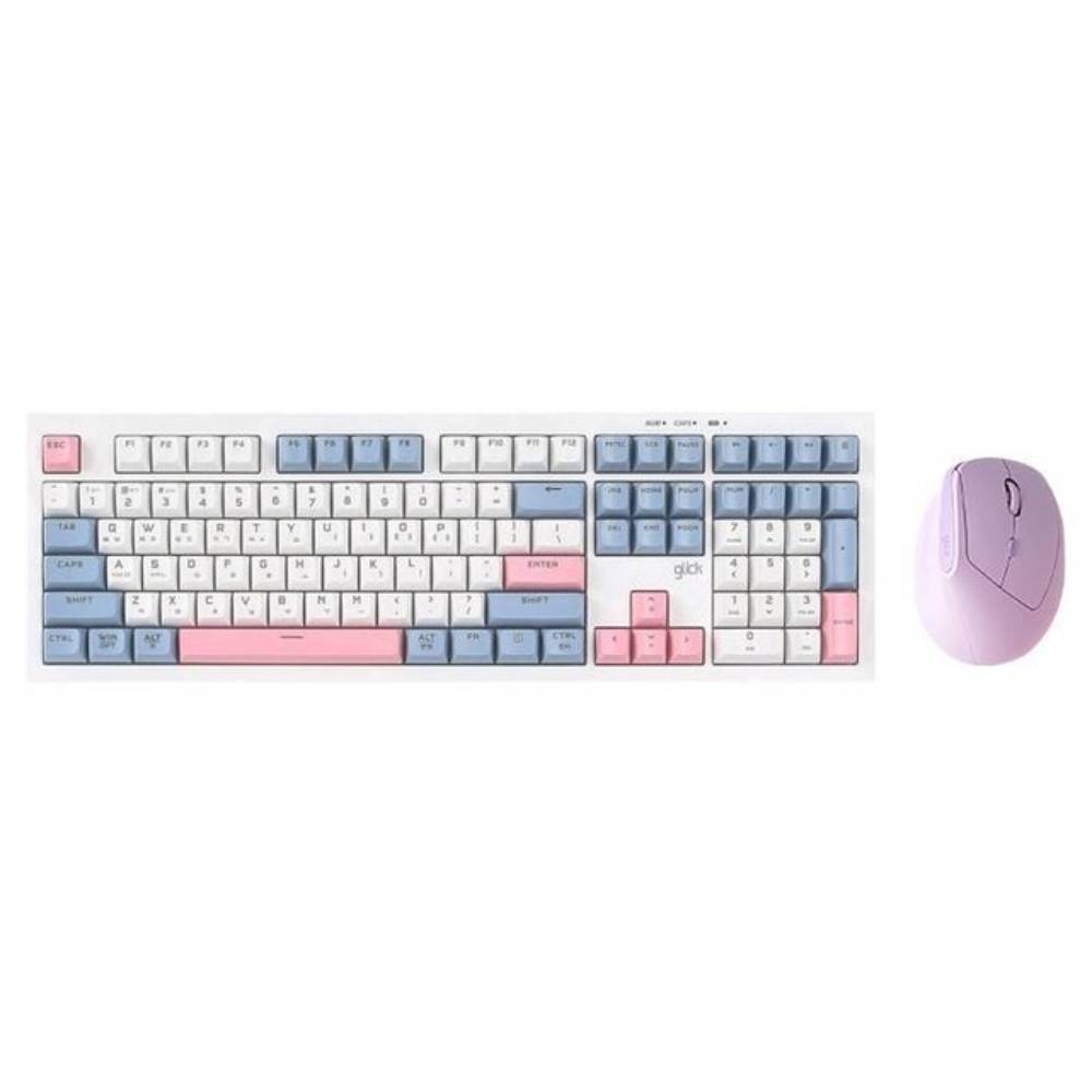지클릭커 오피스프로 사일런스 무소음 무선 블루투스 108키 키보드 버티컬 마우스 세트, 일반형, 스카이핑크, WMK600 108키 46,200원