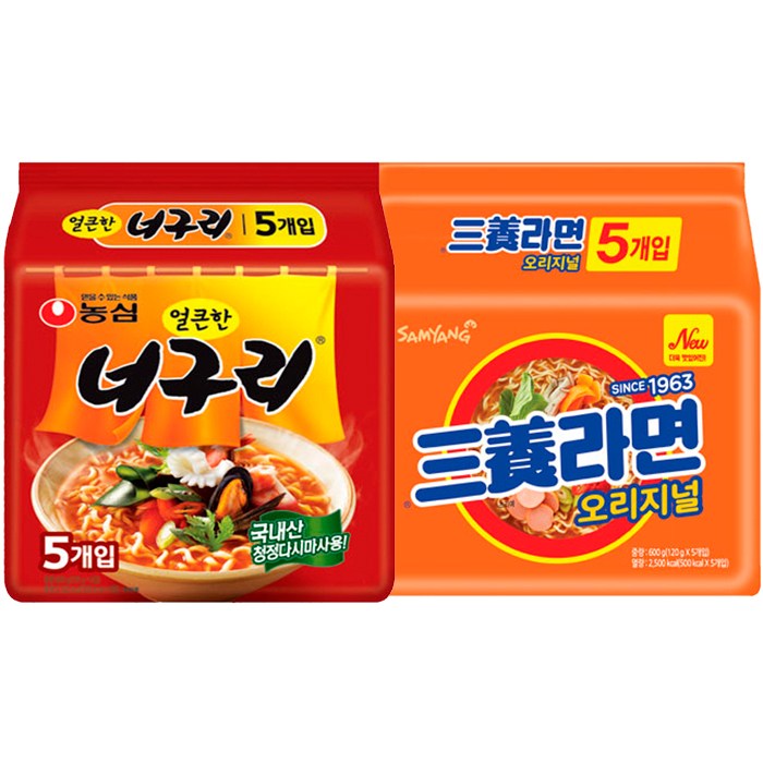 농심너구리얼큰한맛 + 삼양라면 세트, 10개 10,490원