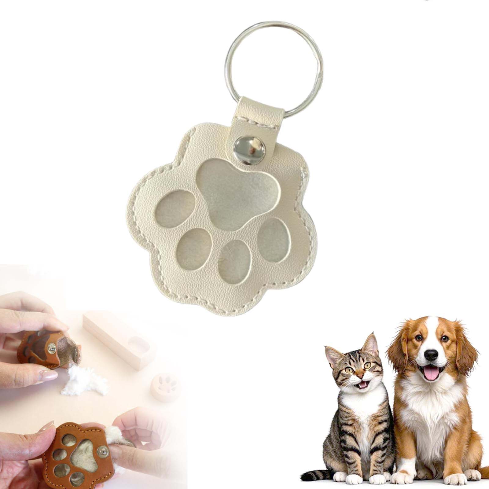 루이 고양이 강아지 털 메모리얼 키링 반려동물 추억 보관 합성가죽 악세서리, 1개 9,900원