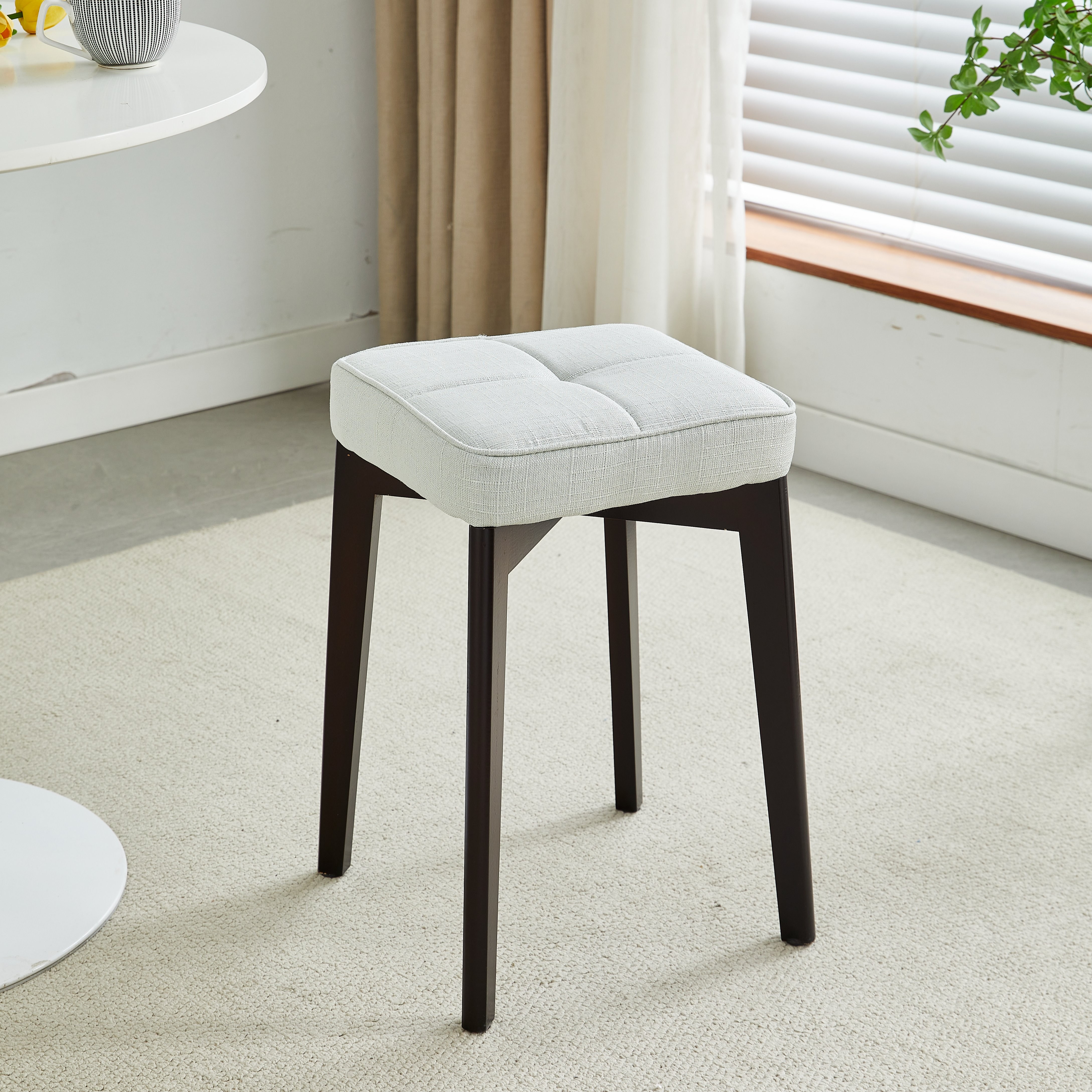 우이지아 푹신한 패브릭 원목 사각 식탁 화장대 의자, 1개, 오트밀 35,500원