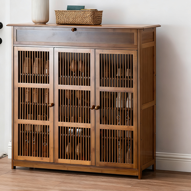 아파트 거실 현관 신발장 2/3/4문 대용량 수납장 서랍 신발장 정리대 방진 현관캐비닛 키큰 수납장, 6단, 브라운 (3도어) 87,250원