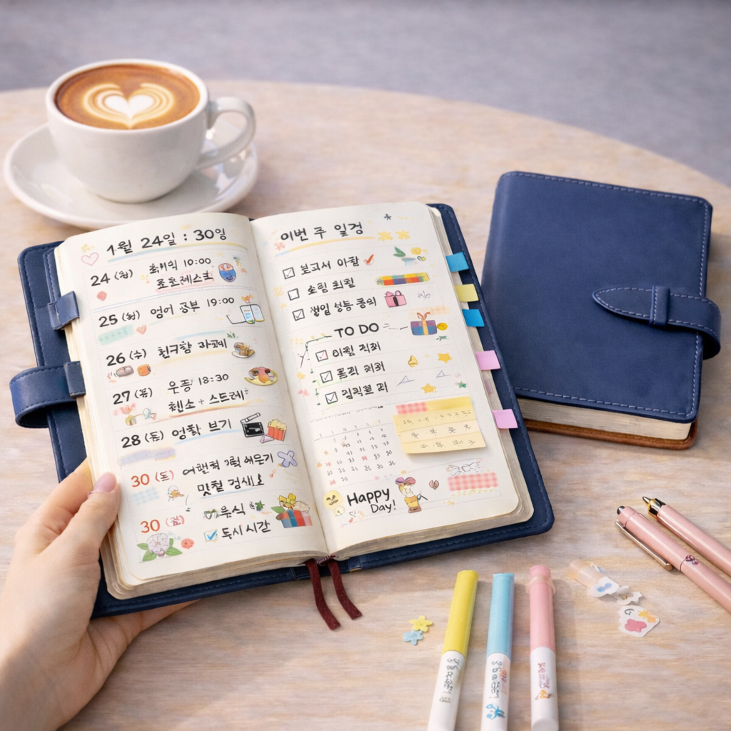 앤의선물 가죽 커버형 심플 다이어리, 1개, 네이비 8,700원