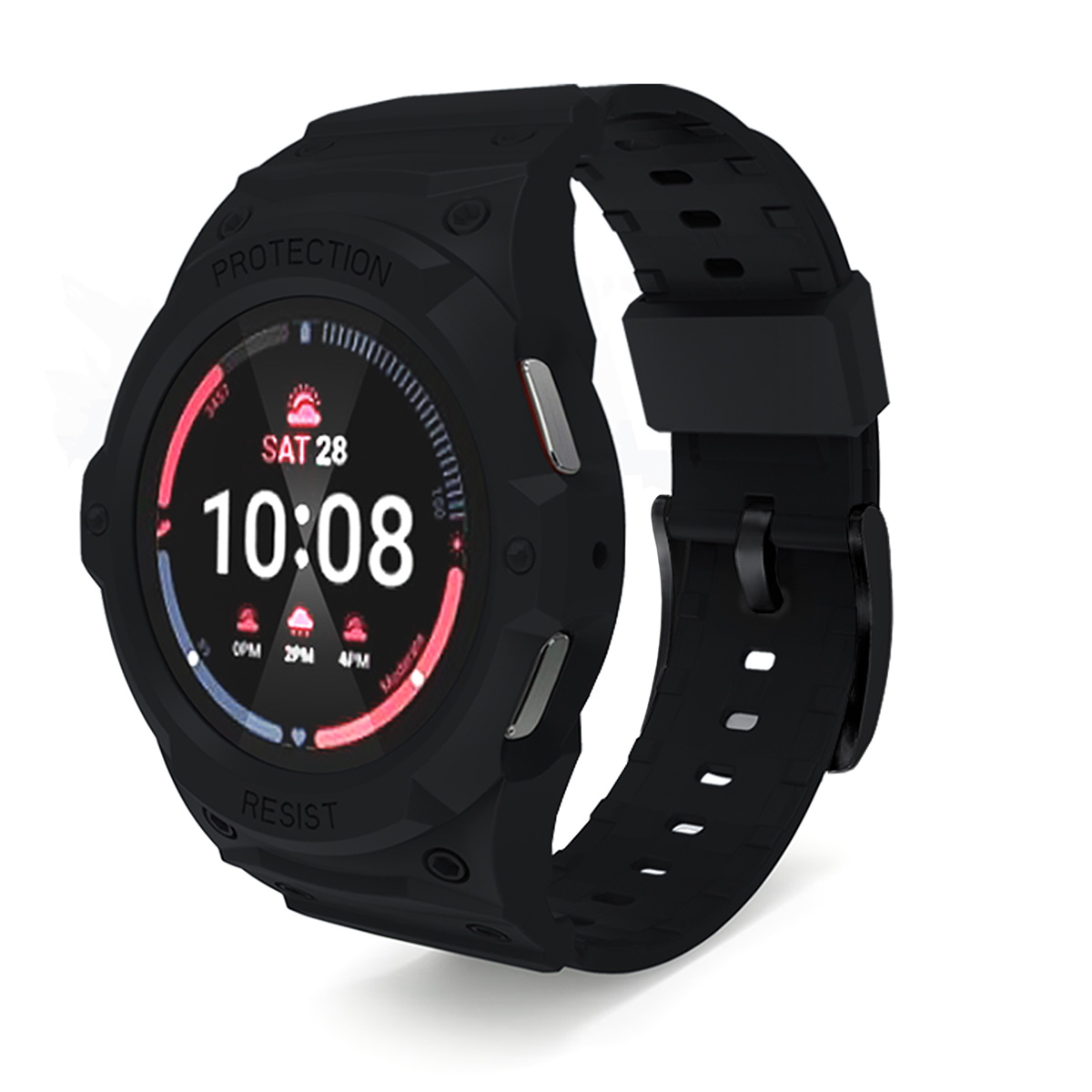 삼성 갤럭시워치 7 6 5 4 호환 일체형 실리콘 스트랩 풀커버 보호 케이스 세트 40mm 44mm, 블랙, 1개 12,870원