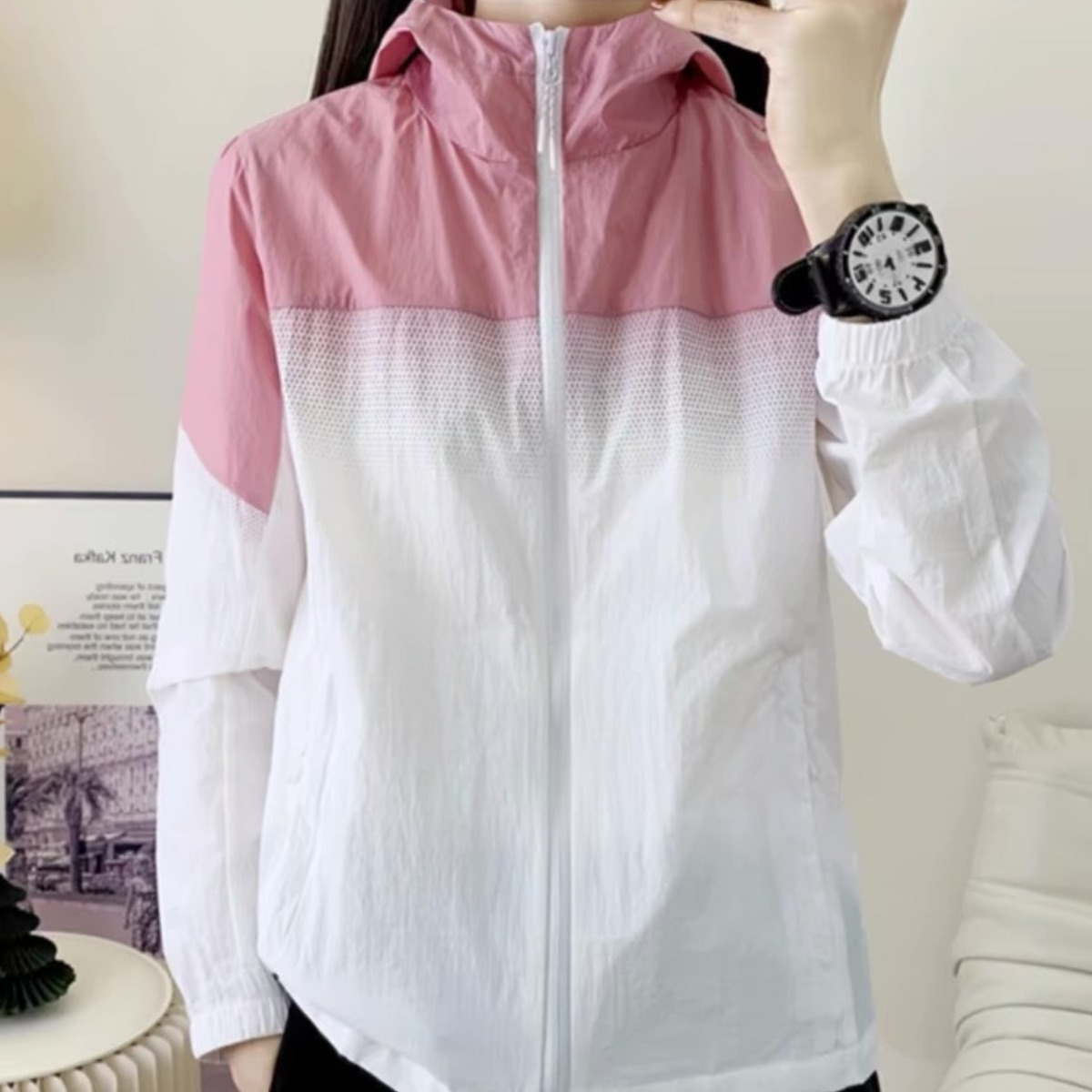 루스리더 여성 집업 후드 그라데이션 바람막이 자켓 M17 35,000원