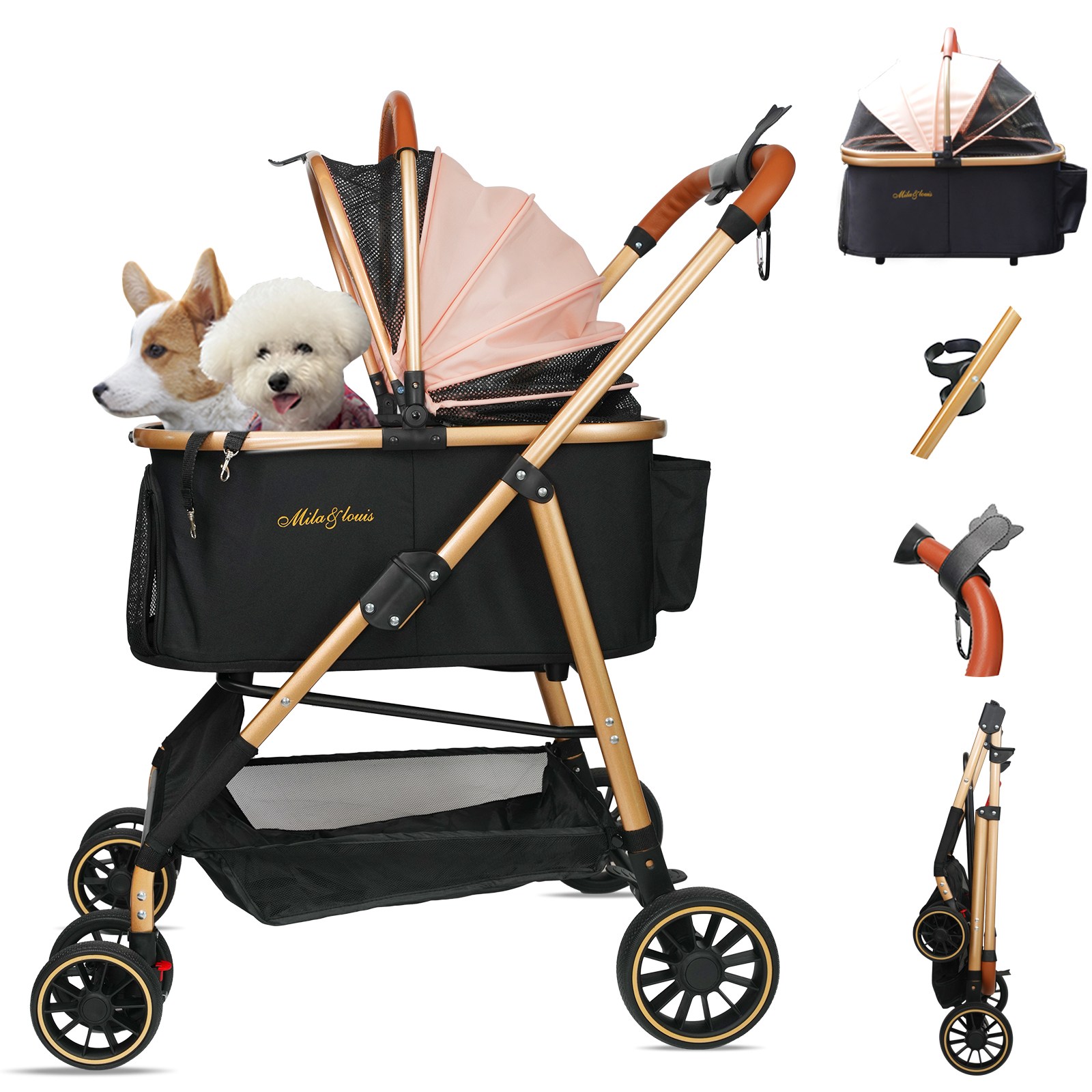 MILA&LOUIS 2025최신 강아지 유모차 애견유모차 원터치 퀵폴딩 강아지유모차 접이식 개모차 72,000원