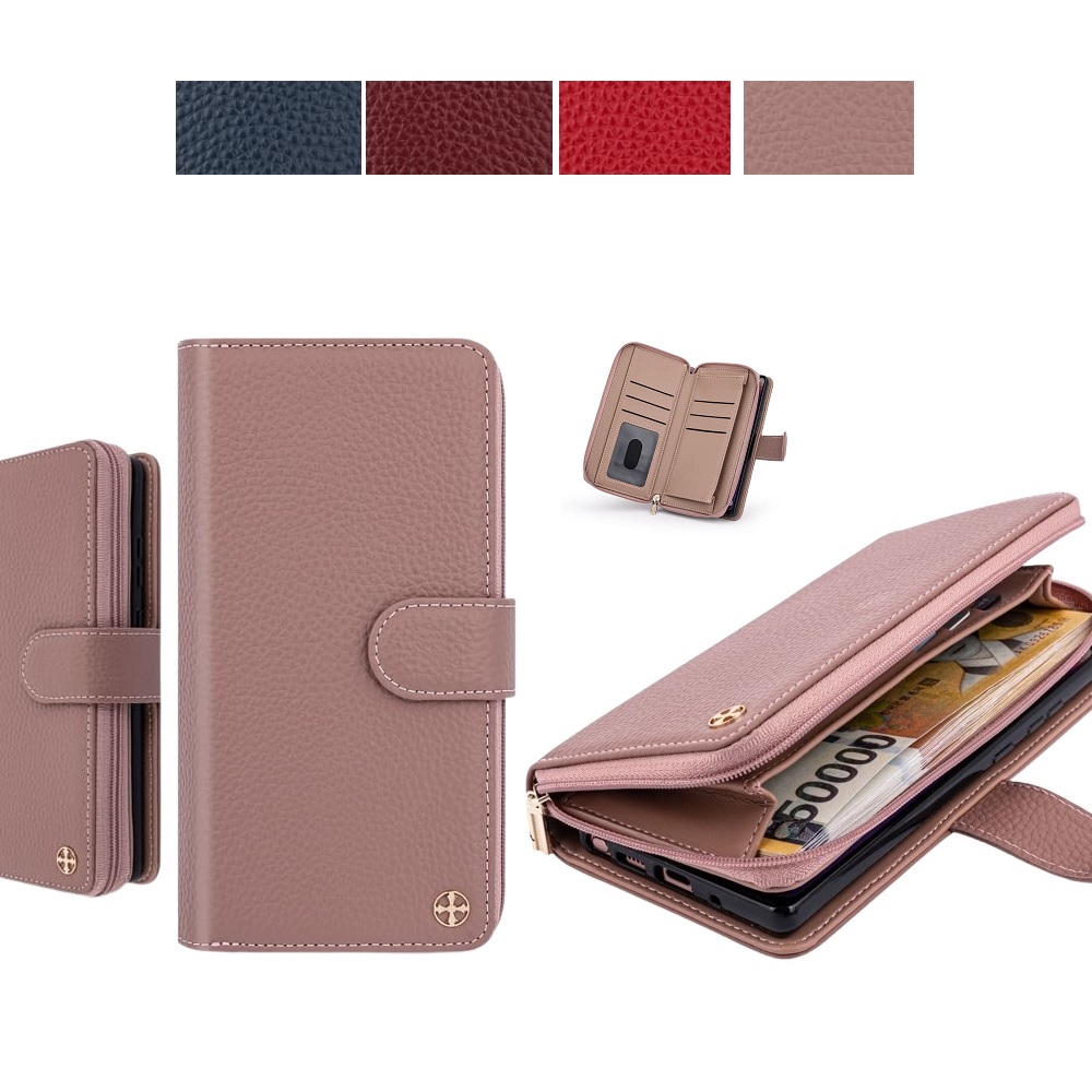 갤럭시 S23플러스 케이스 SM-S916N 천연 소가죽 (빌셀티아) (지퍼) 양면 더블 월렛 카드 지폐 수납 자석 지갑 (고급스러운 손목 스트랩 줄) 포함 36,600원