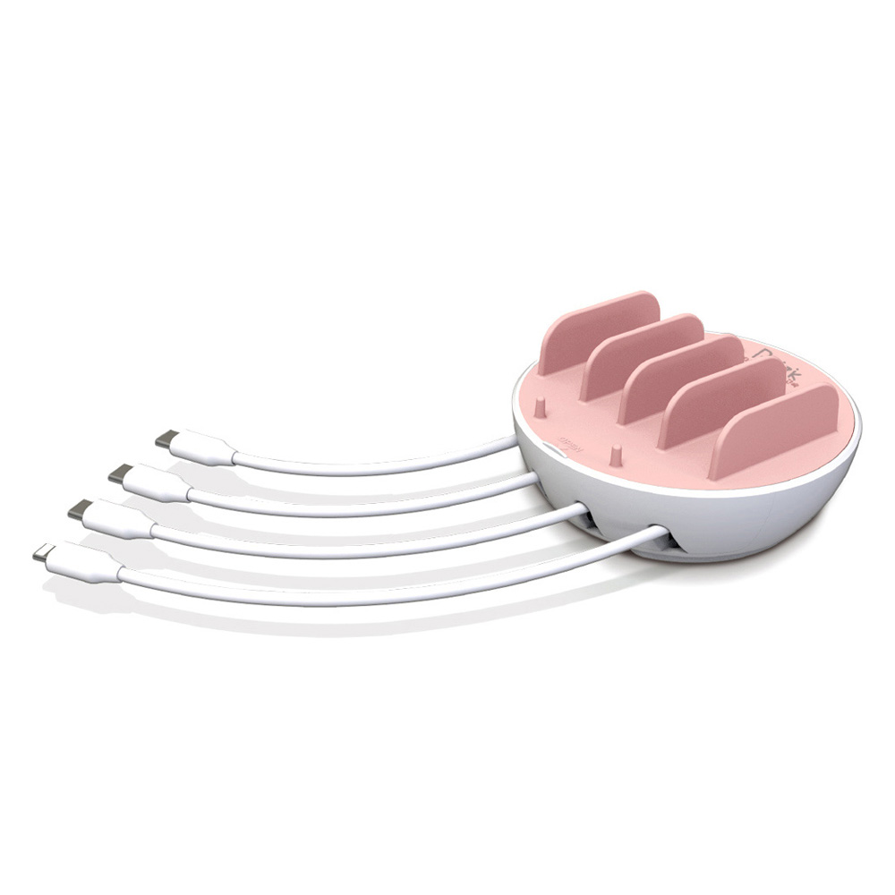 로이직 초고속 PPS / PD 4포트 멀티 충전기 RZ-700 + C타입 3p + 애플8핀 세트, 핑크, 1세트 36,800원