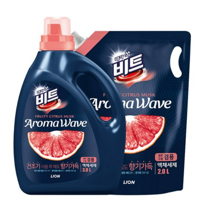 비트 아로마웨이브(향기나는 세제) 겸용 시트러스향 3L용기 x 1개 + 2L리필 x 1개 16,840원