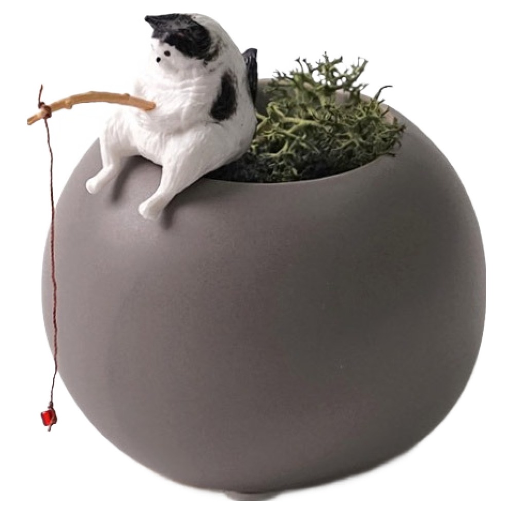 morningscent 피싱캣 미니화분 그레이 B TYPE + 활성탄 + 스칸디아모스 + 화산석 + 피싱캣피규어 랜덤발송 세트, 1세트 9,800원