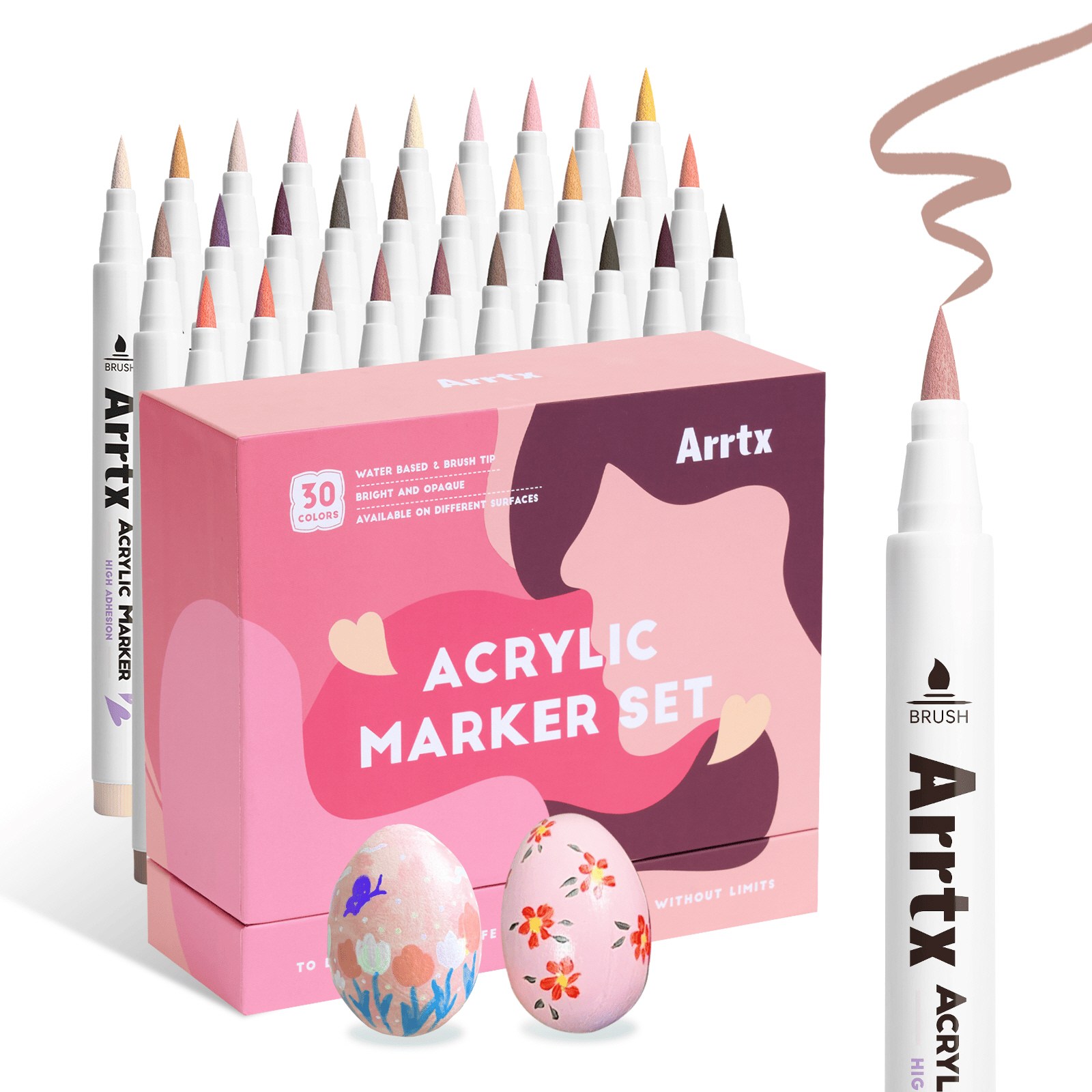 아트엑스 아크릴 마카펜 세트 30색 C 스킨톤 브러시형 생활방수 전문가용, 1개, 30색, 현재가 29,000원