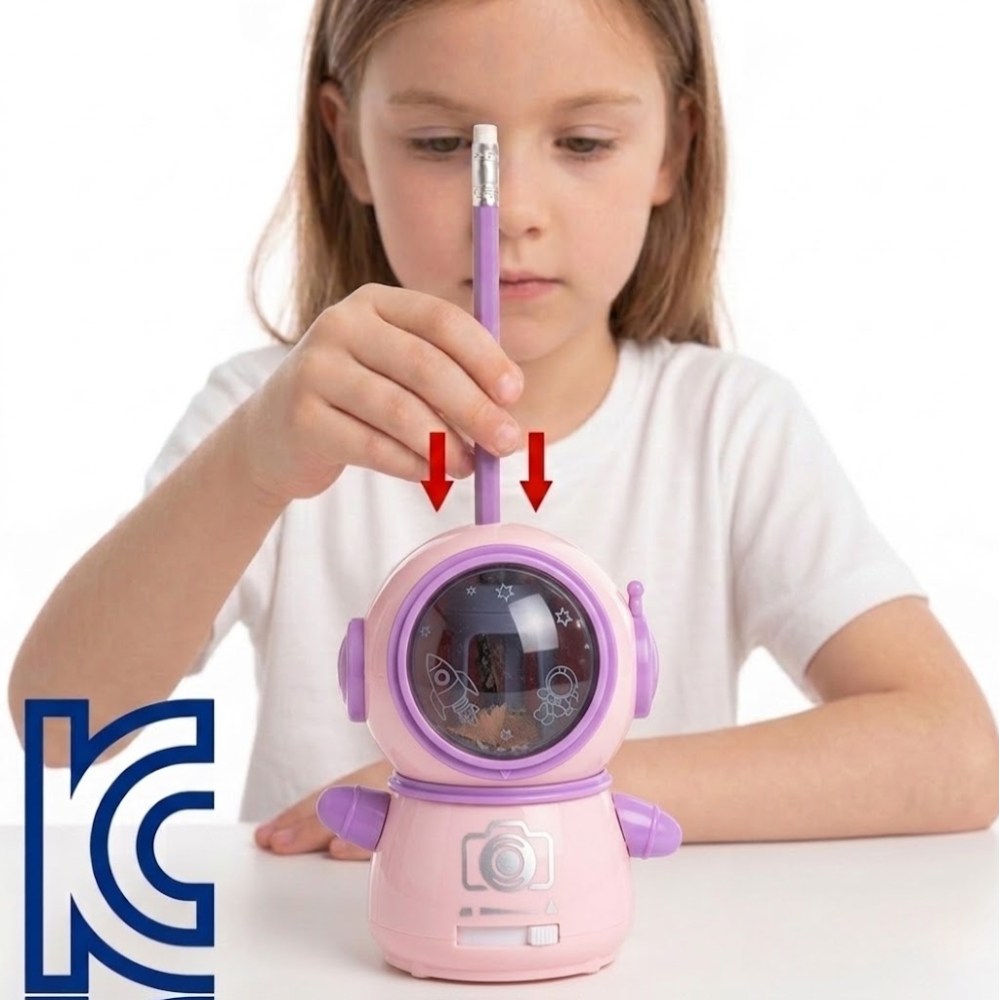 마태온 안심뽀짝 우주인 자동 연필깎이 USB+건전지 겸용 심두께조절, 1개, 솜사탕핑크 27,300원