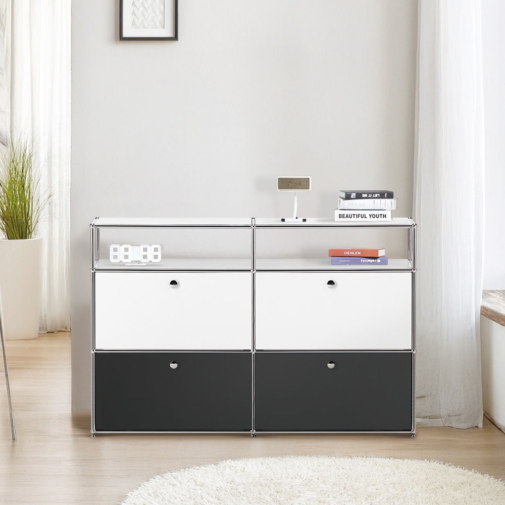 이가페 미드센츄리 모듈가구 듀오 2x3 투플로어 수납장 비스포크콤비, 상부화이트+하부블랙 1,030,000원