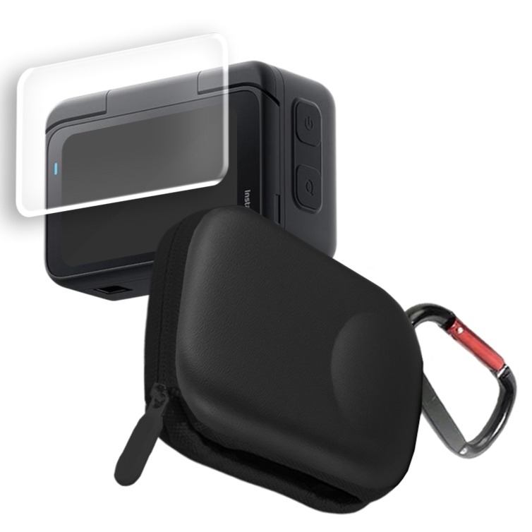 ODG 인스타360 GO Ultra 하드쉘 핸드그립 케이스 + 9H 액정 강화유리 필름 세트, 1세트, 블랙 10,900원