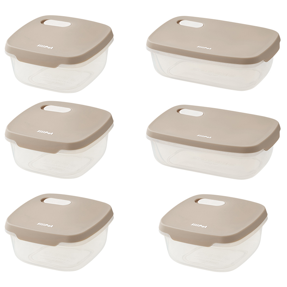 실리팟 프리미엄 실리콘 모던 냉동밥 보관 밀폐 이유식 정사각 4p + 직사각 2p 용기 세트 모던베이지, 1세트, 정사각 4p,+ 직사각 2p 용기 43,700원