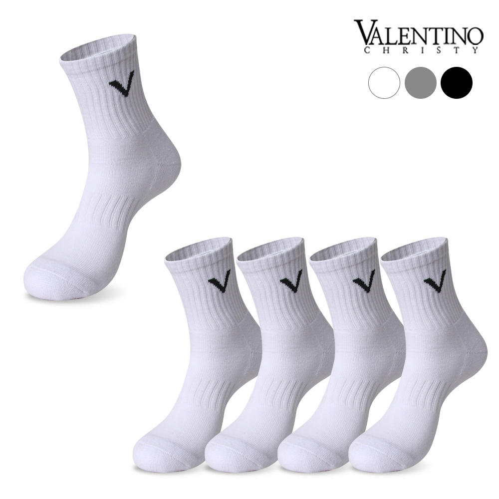 발렌티노크리스티 하프 쿠션 헬스 V 순면 스포츠양말 두툼한 바닥 파일 5켤레 18,000원