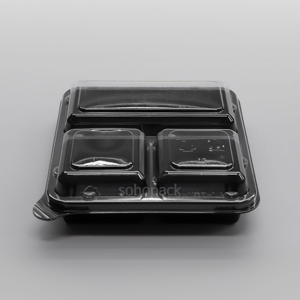 소호팩 AJ 정사각 3칸 반찬 용기 흑색, 1개, 900세트 116,800원