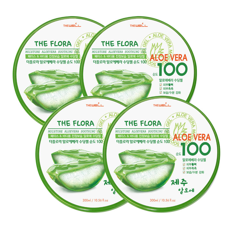 (1+1+1+1)더플로라 알로에 수딩젤 300mlX4개+물티슈+마스크팩1매 /제주 알로에베라 수분크림/29년01월까지 11,900원