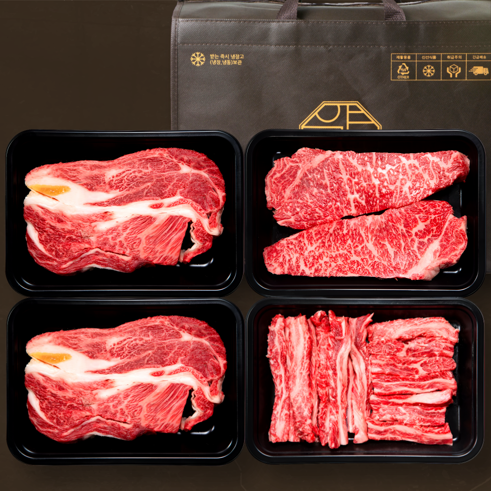 [냉장] 1++ 프리미엄 등심 S 1.1kg (등심,채끝,갈비살) 한우선물세트 구이용 투뿔 정육 혼합 모둠 국내산 설 추석 명절 소고기 마장동 한우 선물세트 | 압구정한우, 1세트 256,390원