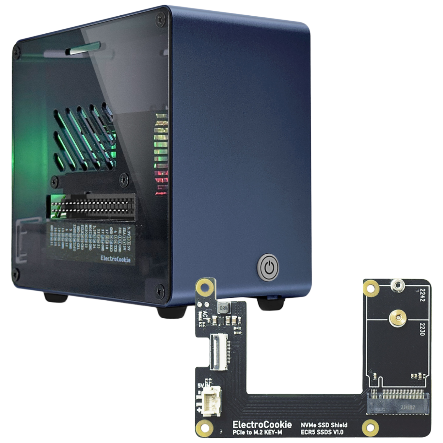 라즈베리파이5 미니타워 알루미늄 방열 케이스 [DT/ Navy] + M.2 NVMe SSD 쉴드[ECR5 SSDS] 38,900원