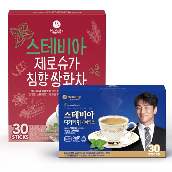 디카페인 스테비아 당제로 커피믹스 30개입+침향 쌍화차 30개입 27,900원