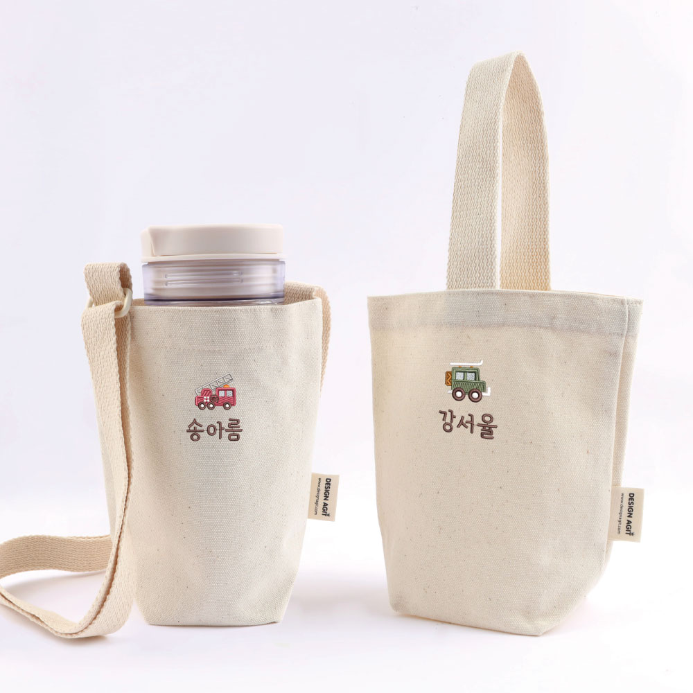 디자인아지트 자수 텀블러 미니에코백 탈것들 보틀가방 물통파우치 17,000원