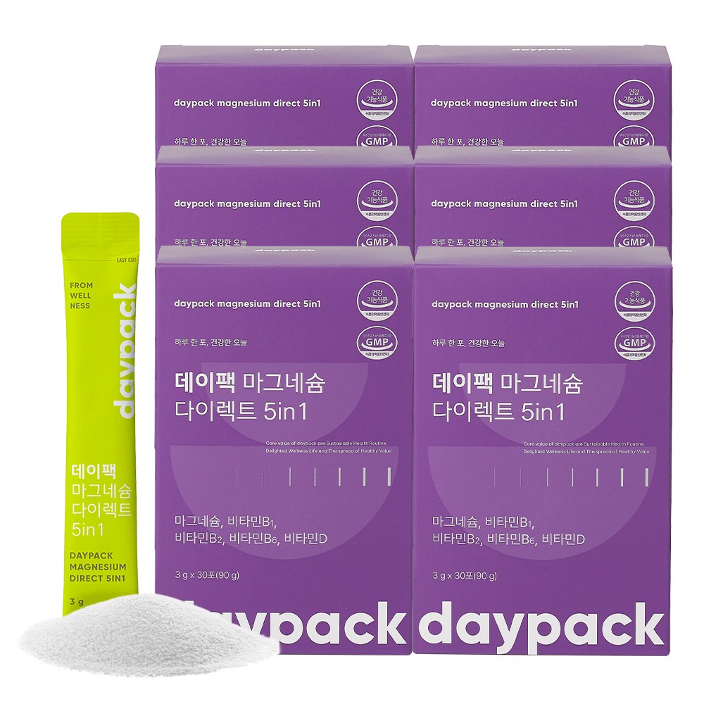 데이팩 마그네슘 350mg 비타민B 가루 분말스틱, 6개, 30회분 95,000원