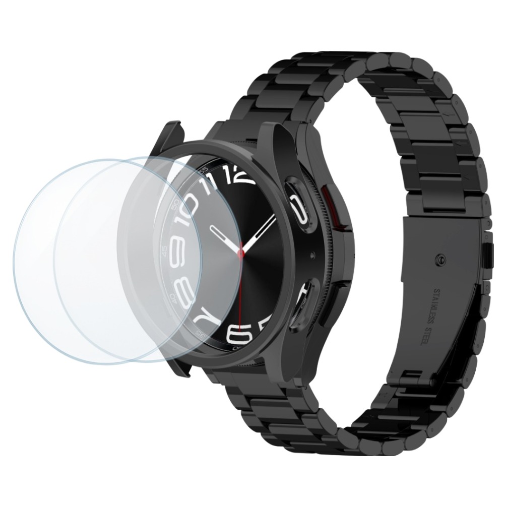칸탐 갤럭시워치 6 메탈 스트랩 + 강화유리 필름 + 하드 케이스 세트, 블랙, 1개 20,800원