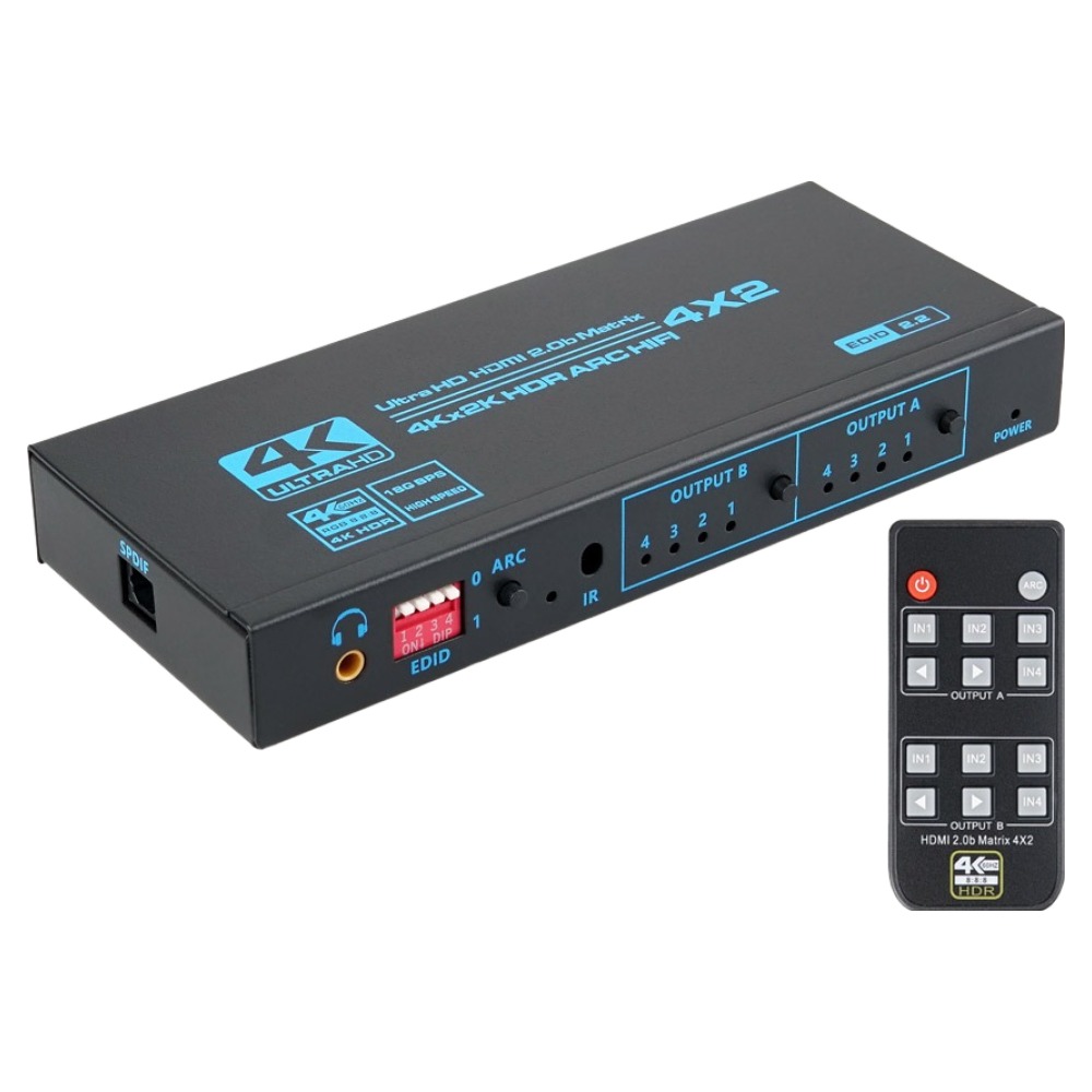 컴스 4K 60Hz HDMI 4x2 매트릭스 스위치 EDID ARC 오디오 추출기 51,000원