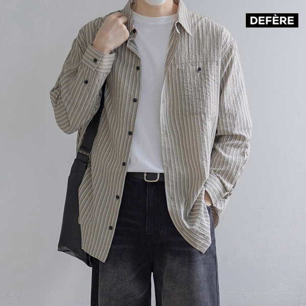 드페르 남성 오버핏 루즈핏 스트라이프긴팔 셔츠 (남여공용)국내생산 62,000원