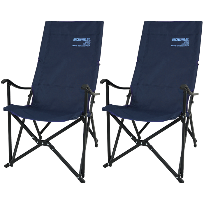 원스위크라이프 캠핑 블랙 프레임 릴렉스 체어 특대, 네이비, 2개 88,990원