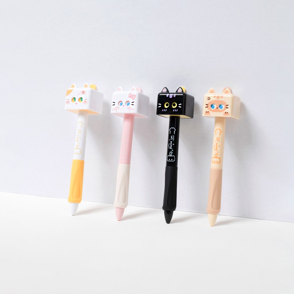 star starred 스퀘어 캣 표정 변화 젤펜 0.5mm 고양이 볼펜, 1세트, 4컬러 4개입 11,000원