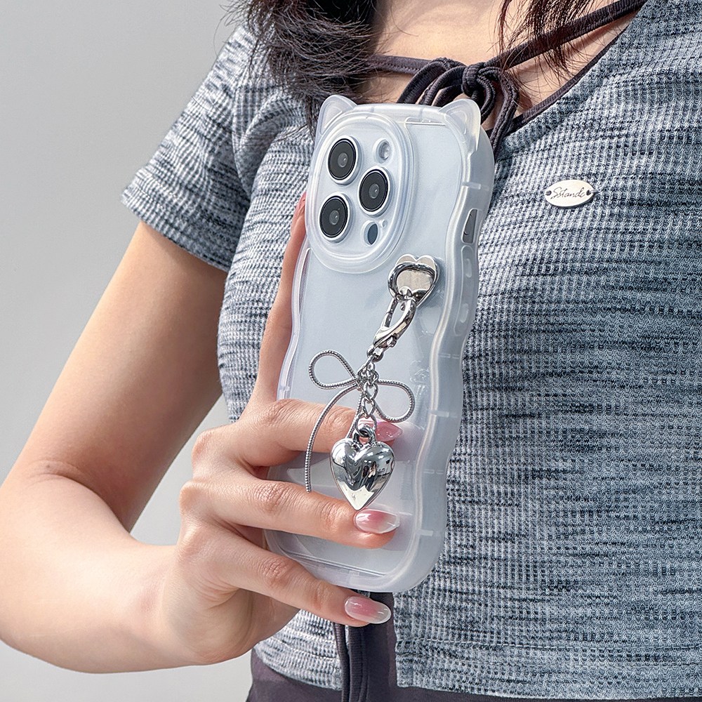 발레코어 리본키링 캣 웨이브 고양이귀 투명 핸드폰 케이스 9,800원