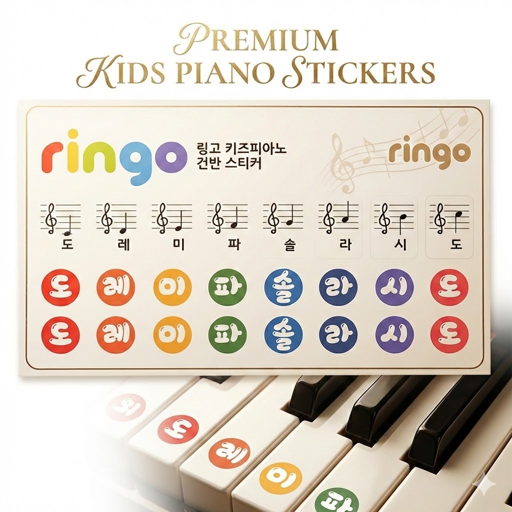 1+1세트 이쁜 색상 계이름 음계 도레미 디자인 스티커 제거용이(리무버블) 학원 학교 교습소 단체 가정 6,980원