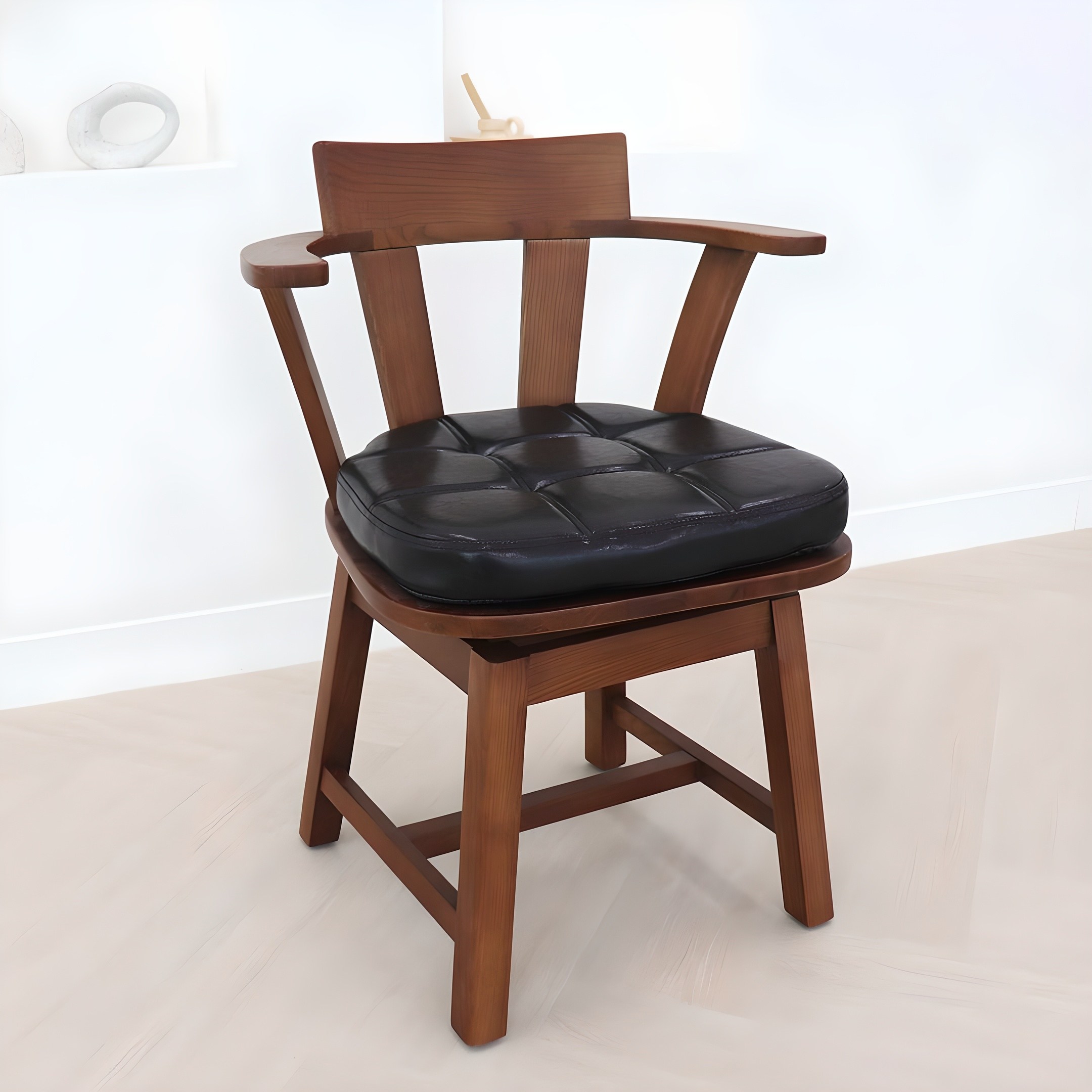 파스텔우드 에스원 고급 에쉬원목 카페 디자인 인테리어 회전의자, 브라운, 1개 118,000원