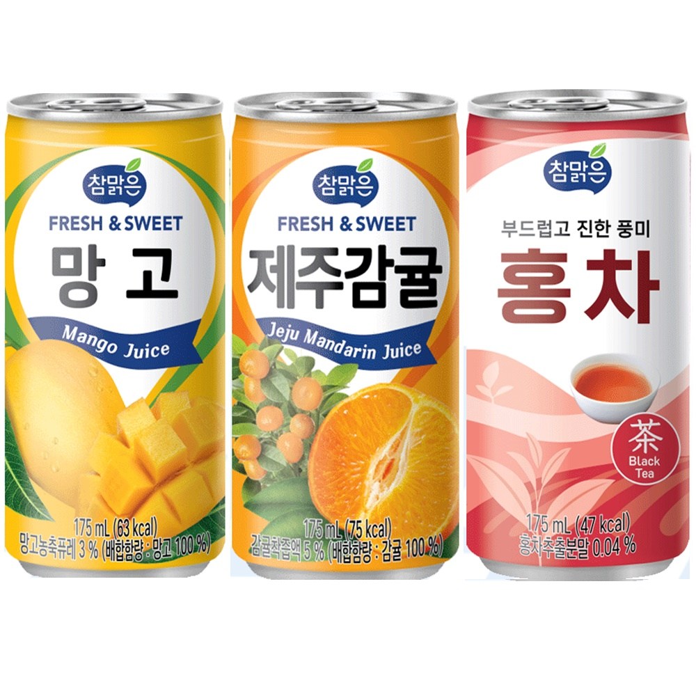 참맑은망고(30캔) + 참맑은제주감귤(30캔) + 참맑은홍차(30캔) 27,900원
