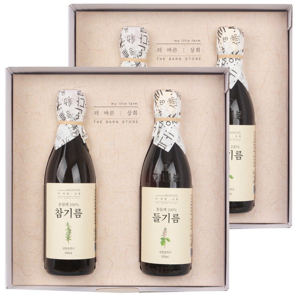 [ 고급선물세트 ] 더바른상회 실속형 1호 선물세트 ( 외국산 전통 참기름, 중국산 전통 들기름 ), 2개, 350ml 59,900원