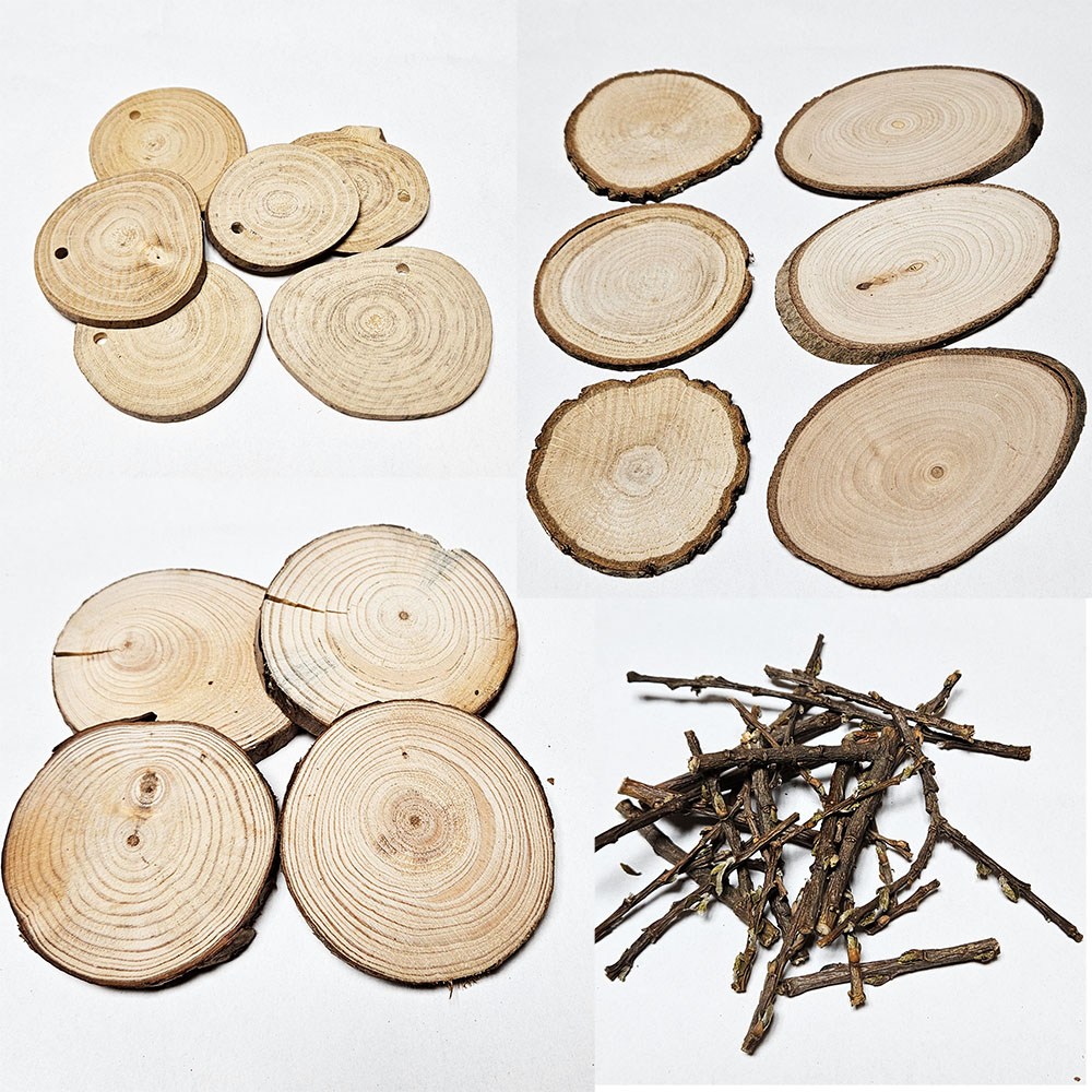 천연나무재료 500g/ 숲속 자연체험학습 소풍 조각 동물곤충 목걸이 이름표 공예 만들기재료 미술준비물, 1세트, 원형50mm 12,000원