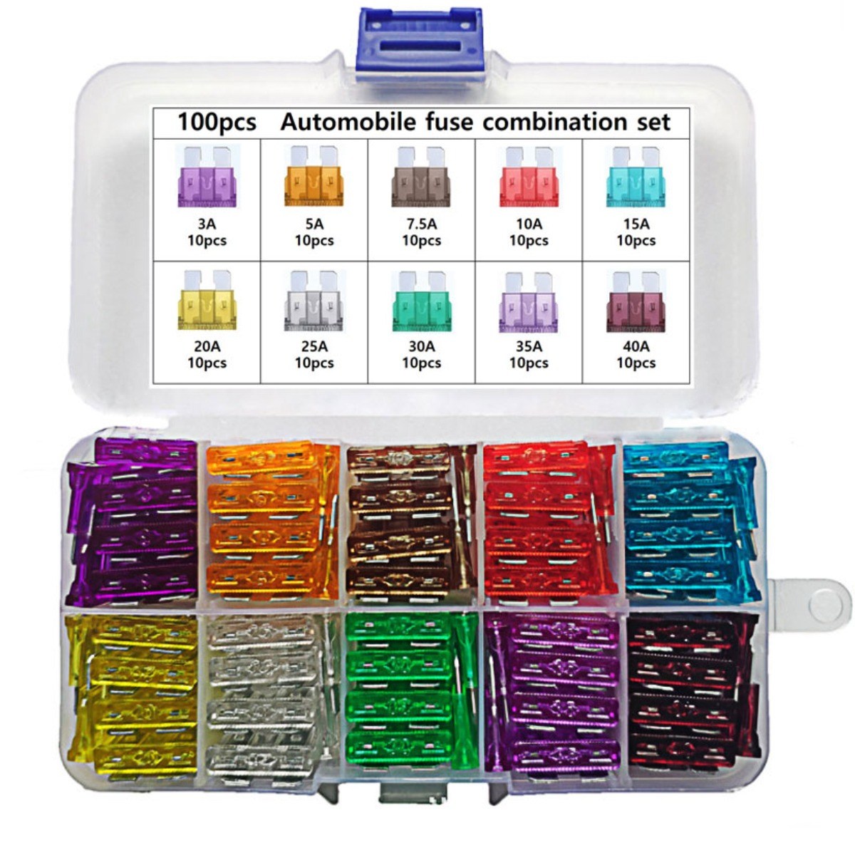 앗싸 자동차 휴즈 세트 대형ATO 3~40A 10종 100개 1세트, 1개, 현재가 6,570원