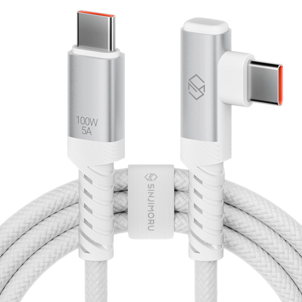 신지모루 C타입-C타입 L자형 앵글 우븐 패브릭 100W PD 초고속 충전 케이블, 화이트, 1개, 0.5m 3,120원